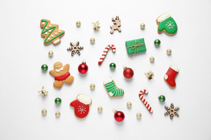 Christmas themed iced cookies