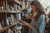 A woman browsing Christian gifts.