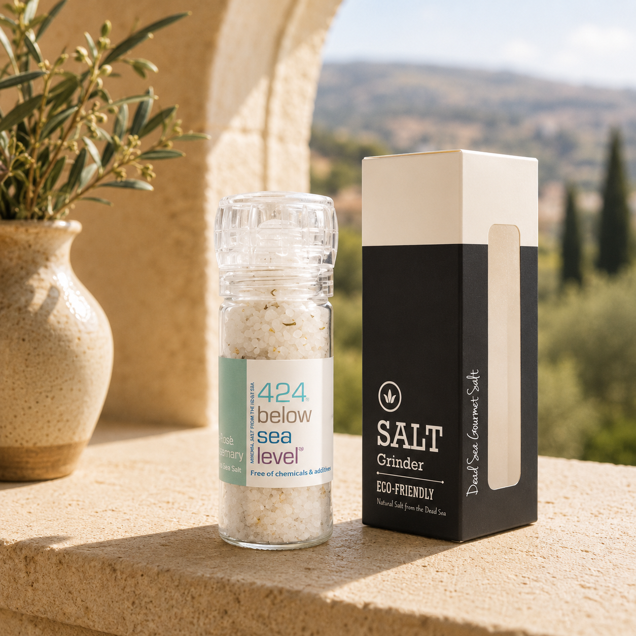 Dead Sea Salt Grinder with Rosemary by 424 Salt