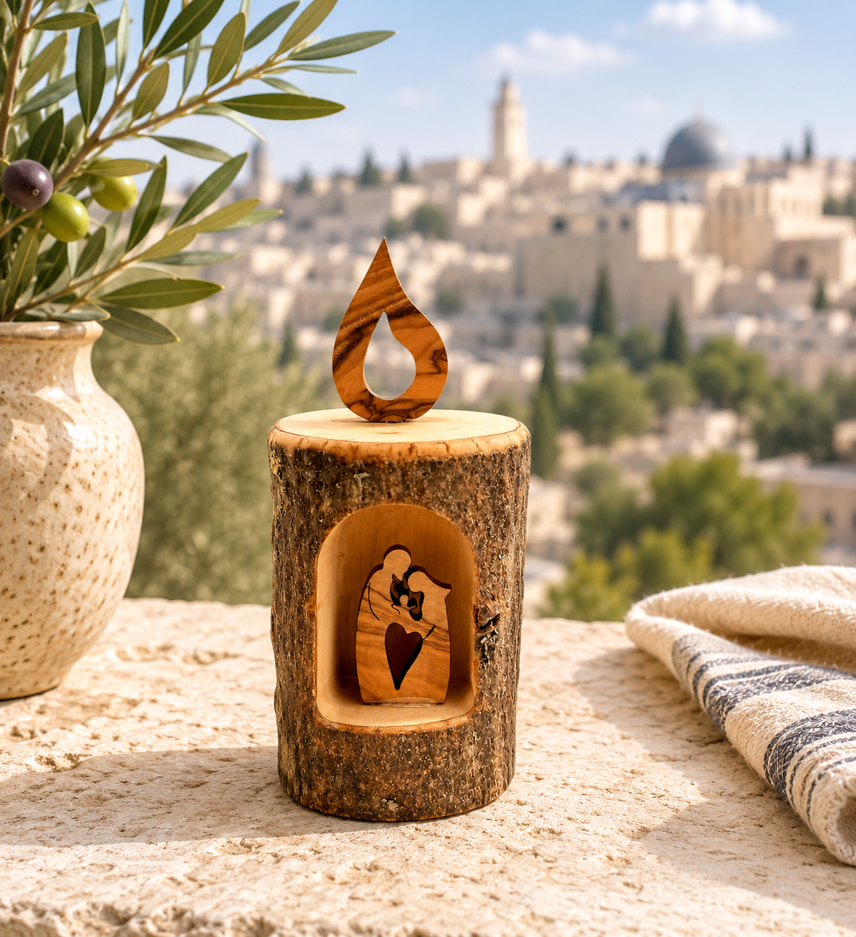 Olivewood Nativity Scene Carving