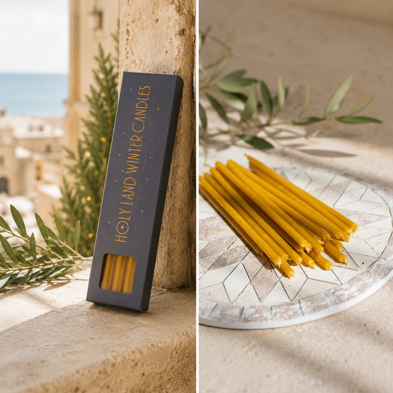 Natural Israeli Beeswax Winter Candles