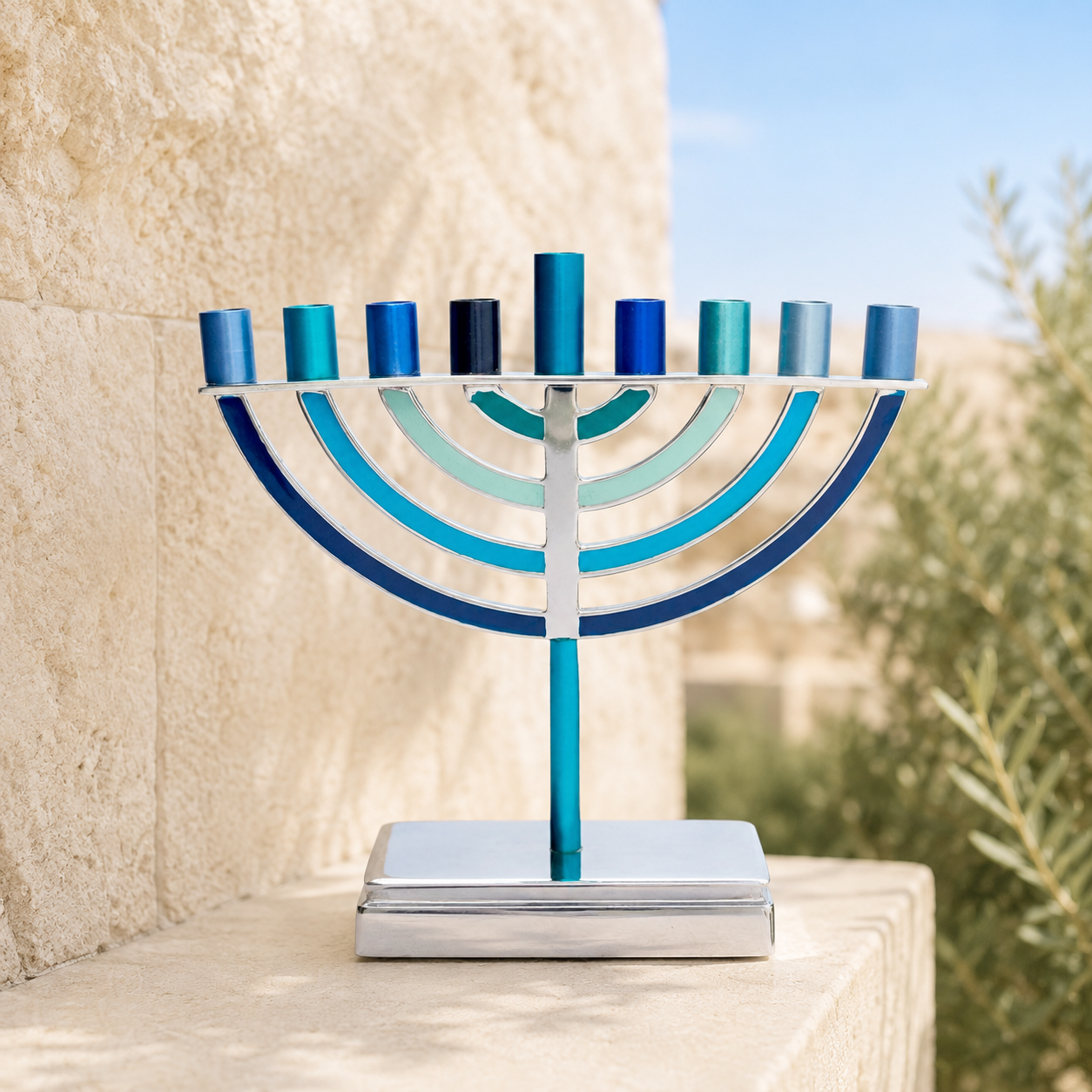 Classic Shades of Blue Menorah