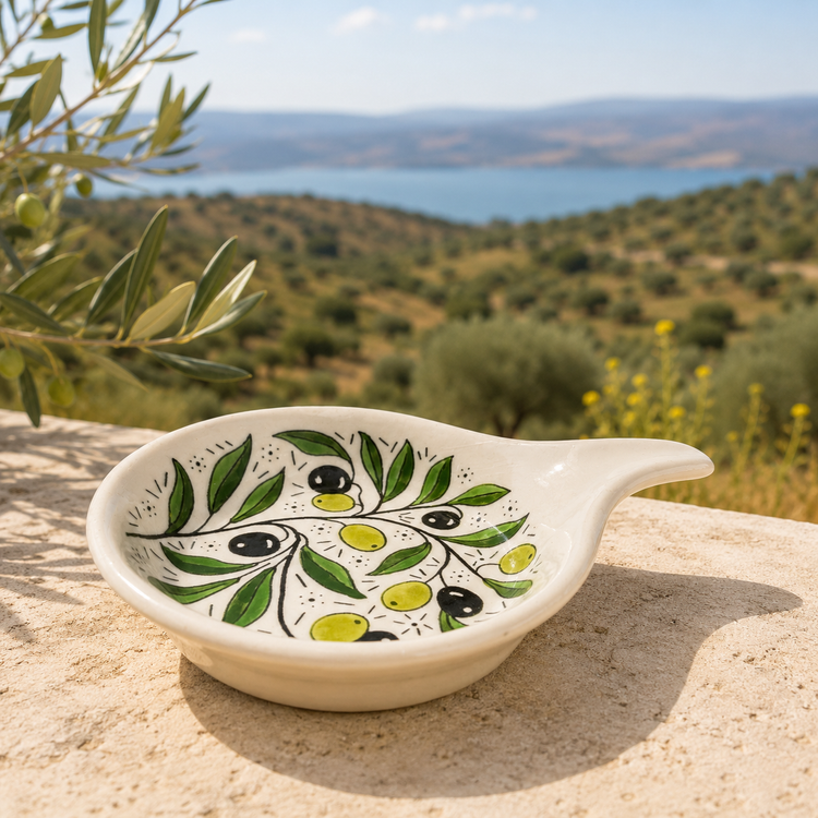Hand-Painted Galilee Olive Oil Dish