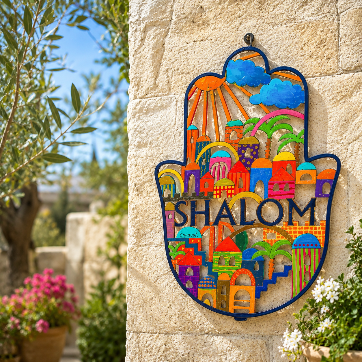Shalom Hamsa – Jerusalem Skyline (English)