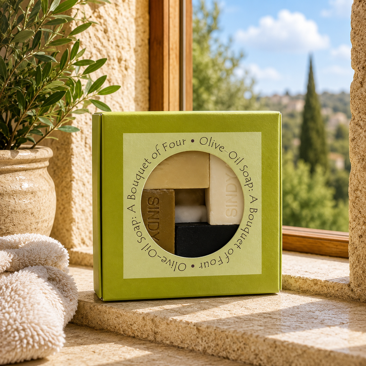 Bouquet of Four Olive-Oil Soaps by Sindyanna