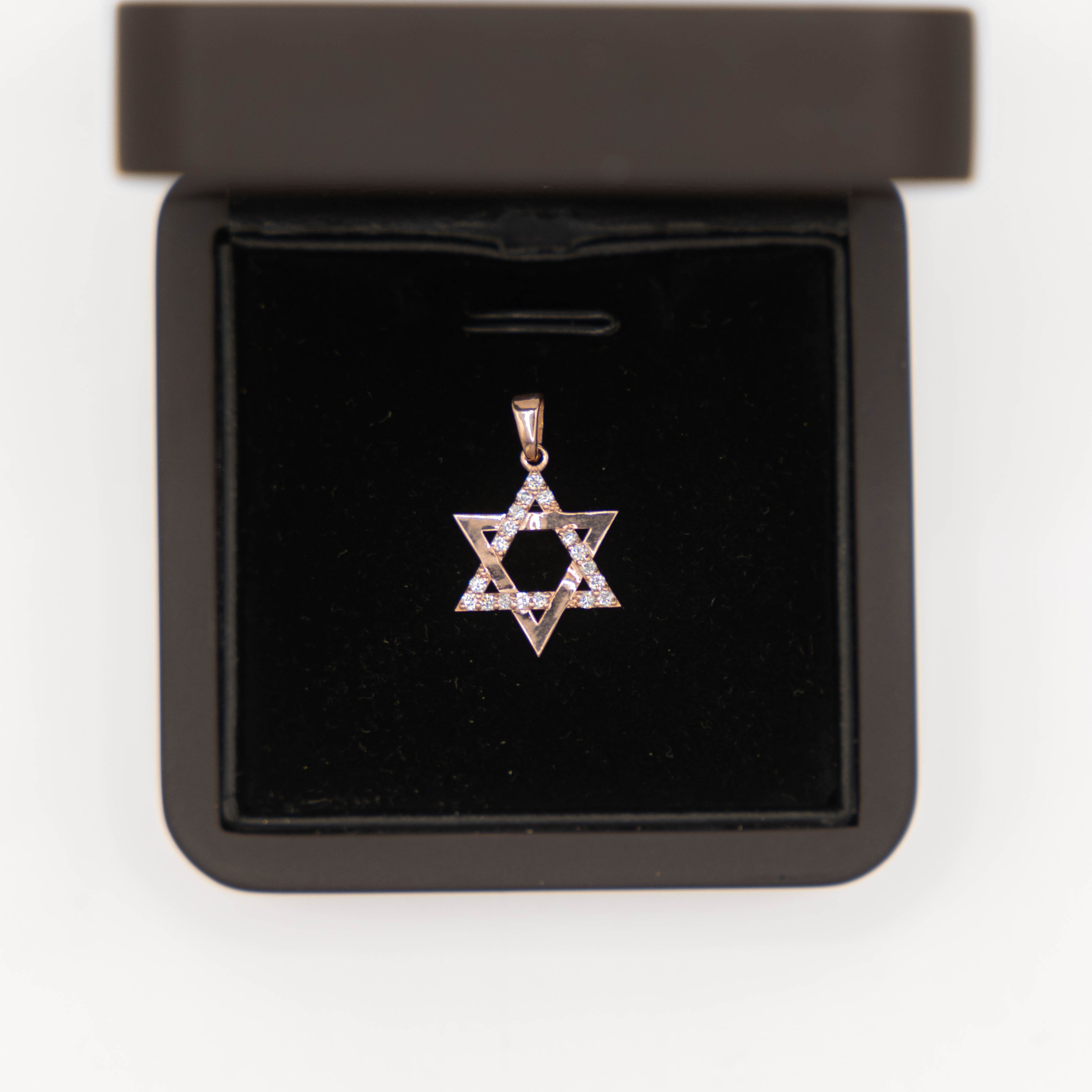 Rose Gold Diamond Star of David Necklace